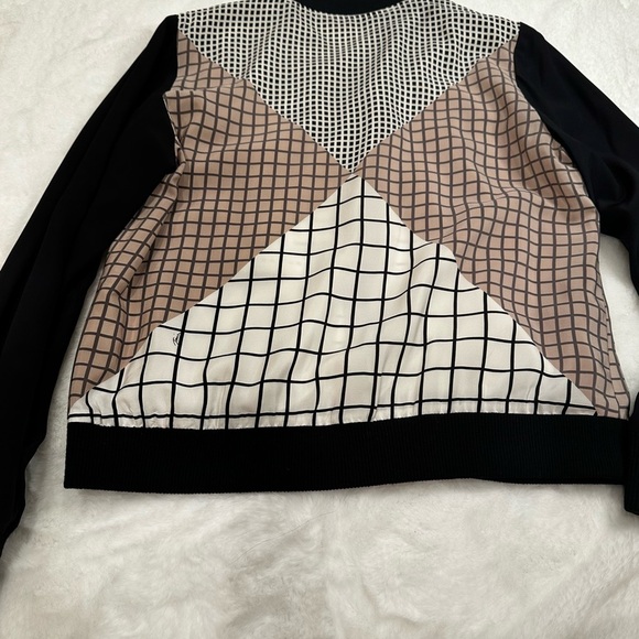 Trina Turk Black and cream ,pink Geometric Bomber Jacket - Picture 4 of 4